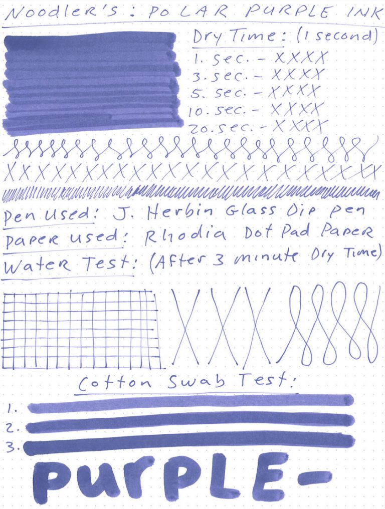 Noodlers Polar Purple Ink Review and Giveaway! Pen Chalet