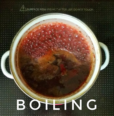 Boiling Beet Juice to Make Ink
