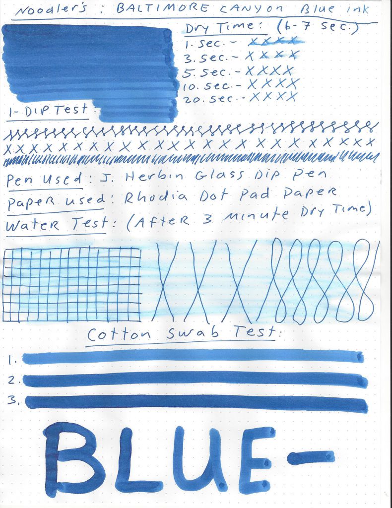 Noodler's Baltimore Canyon Blue Ink Review