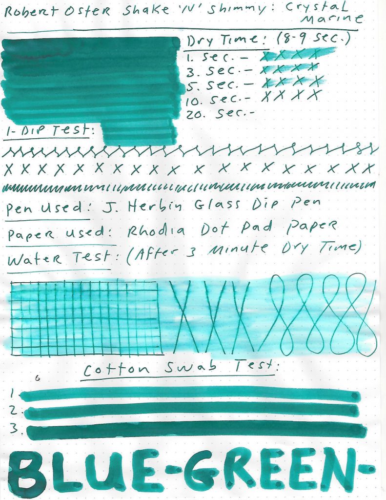 robert oster crystal marine shimmering ink review