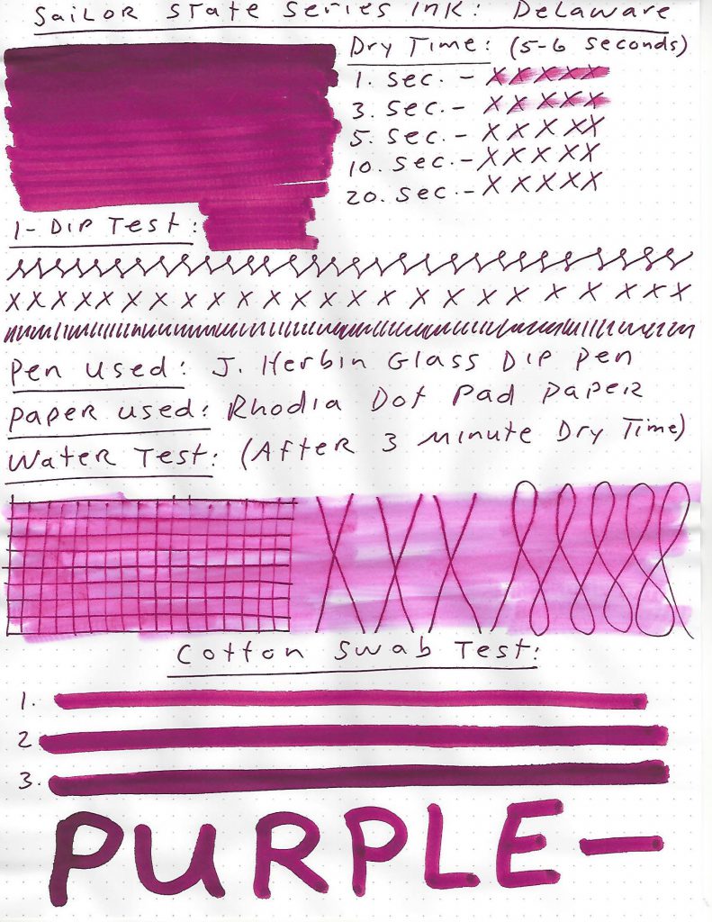 Sailor Delaware USA 50 States ink review results