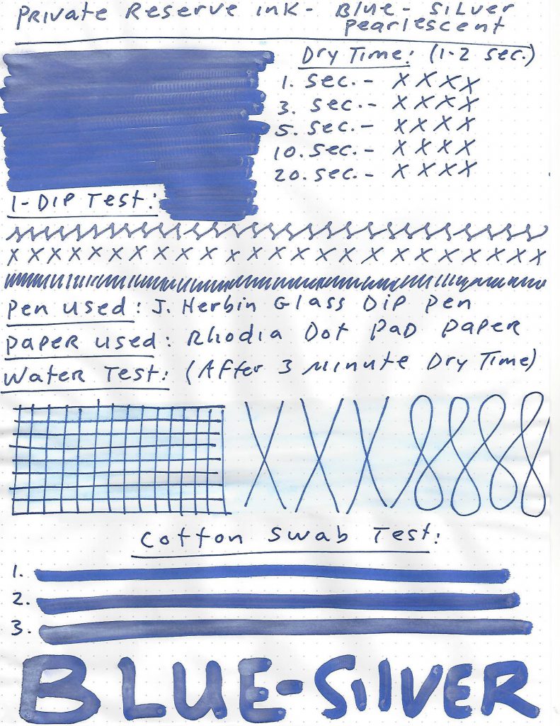 Look through all the results from this week's ink review with Private Reserve Pearlescent Blue-Silver Ink. 