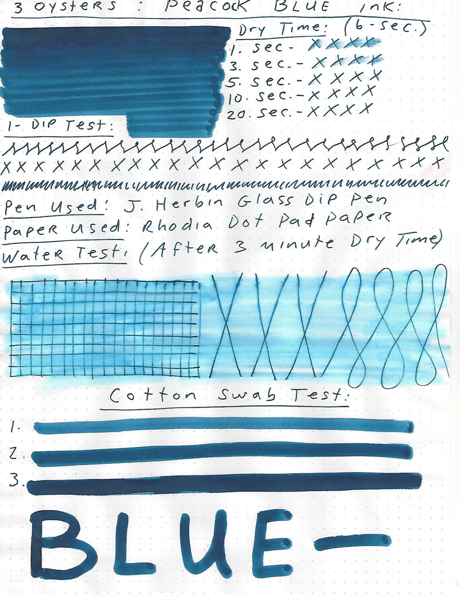 3 Oysters Peacock Blue Ink Review From the Delicious Ink Series Pen