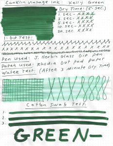 conklin vintage kelly green ink review results