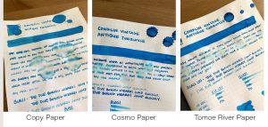 how conklin vintage antique turquoise ink performed on different papers