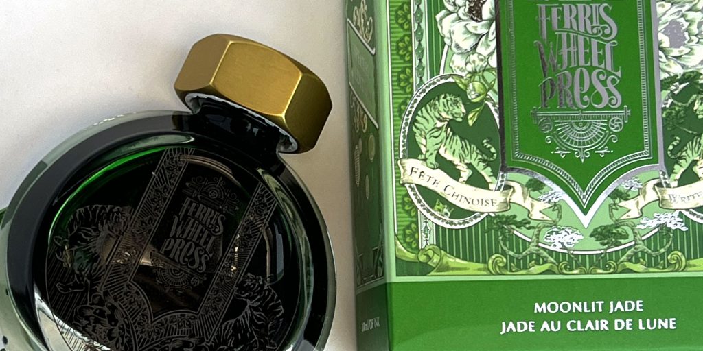moonlit jade ink review showing the box and the ink bottle