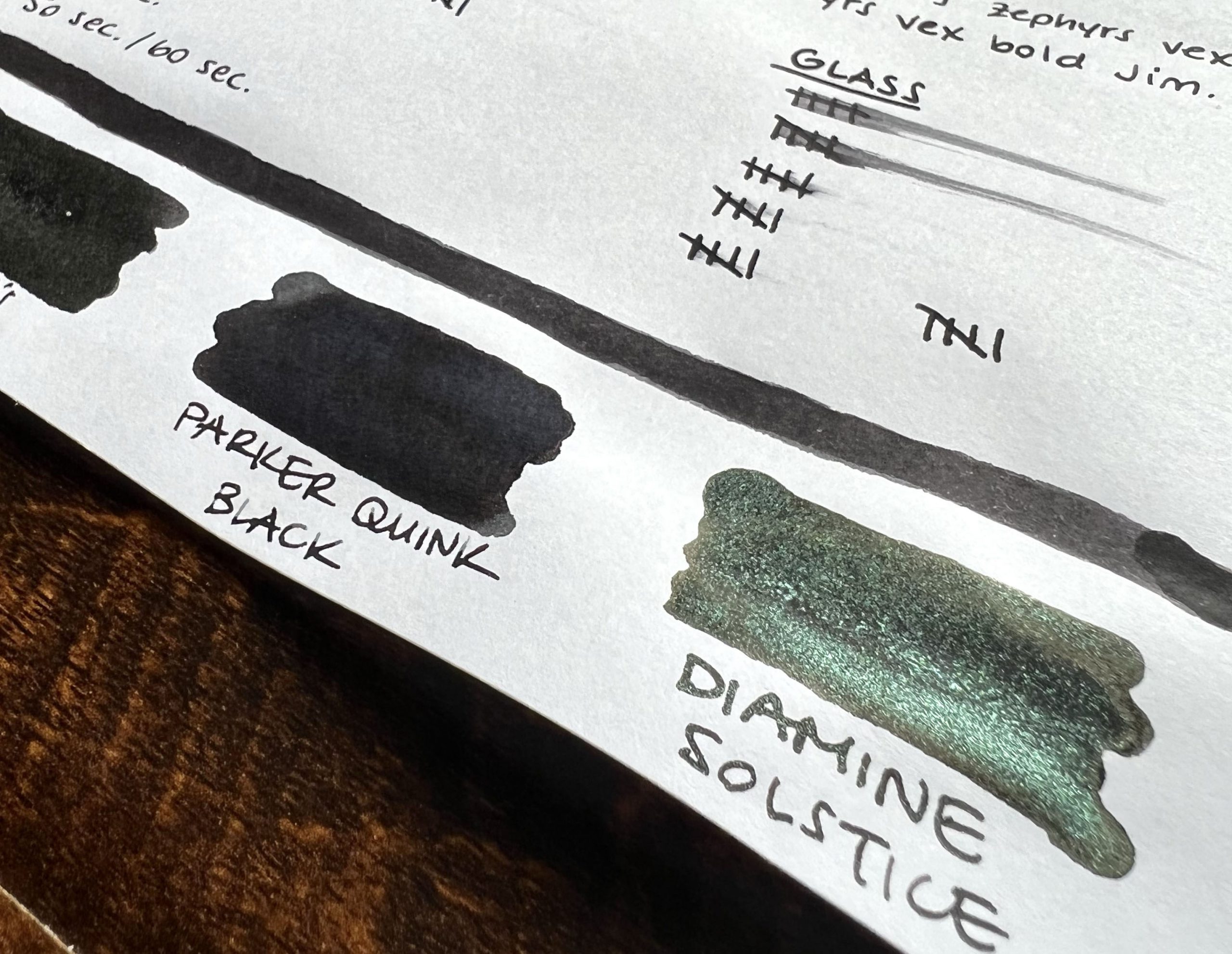 Ink Comparison on Clairefontaine paper during Diplomat Black ink review