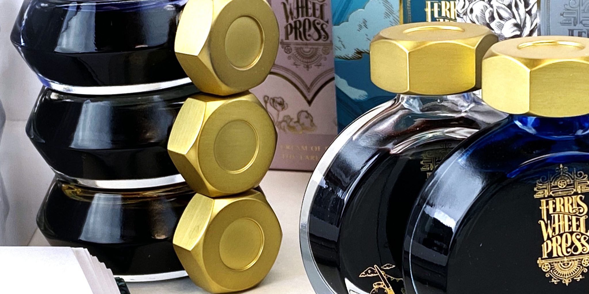 38ml stackable ink bottles + boxes_closeup Pen Chalet