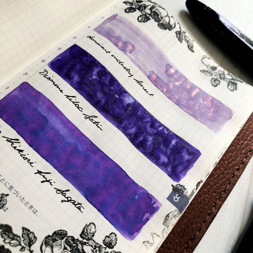 Dominant Industry Sunset Ink Review comparison ink swatches