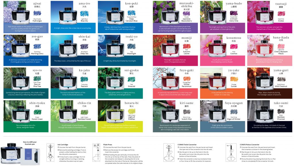 Pilot Iroshizuku Ink Catalog 2023