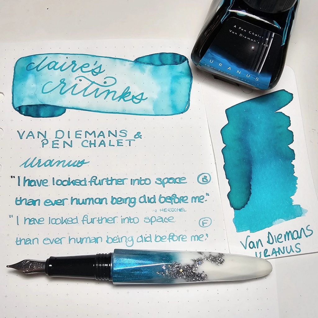 Van Dieman's Uranus Ink Review with @claire.scribbleswithpens.