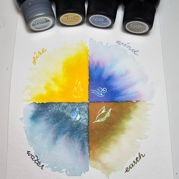 Robert Oster Ink Review featuring Fire, Water, Earth and Air Inks with @claire.scribbleswithpens