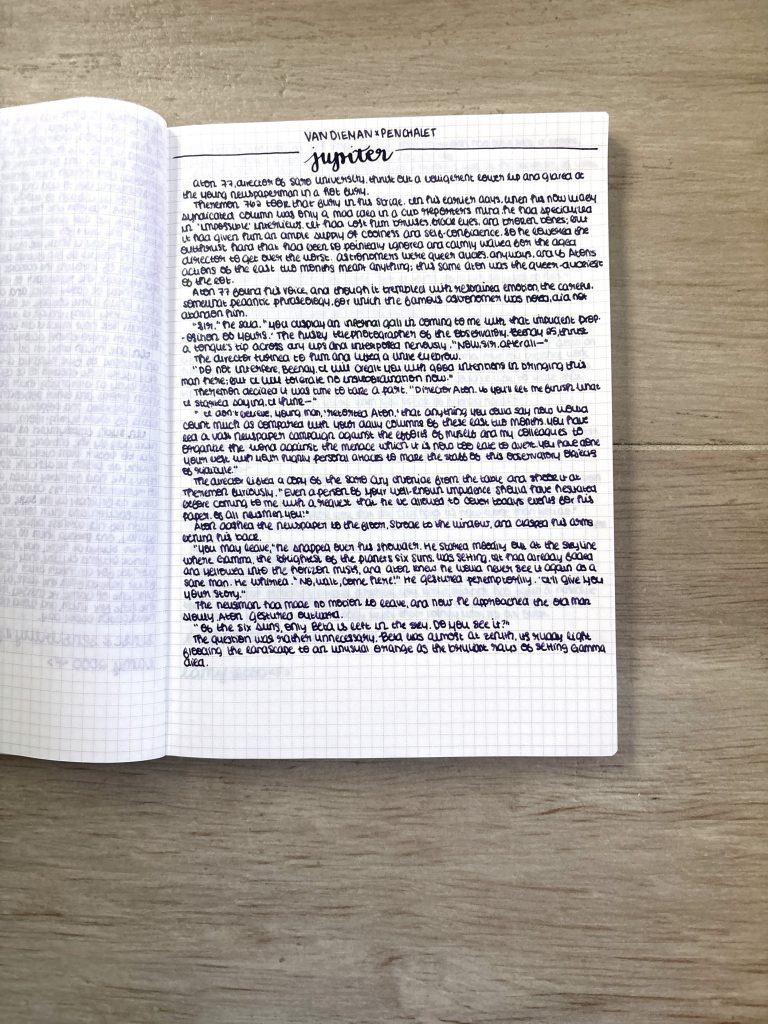 Van Dieman's Solar System ink reviews: Jupiter writing sample (Tomoe River Paper 52 gsm)