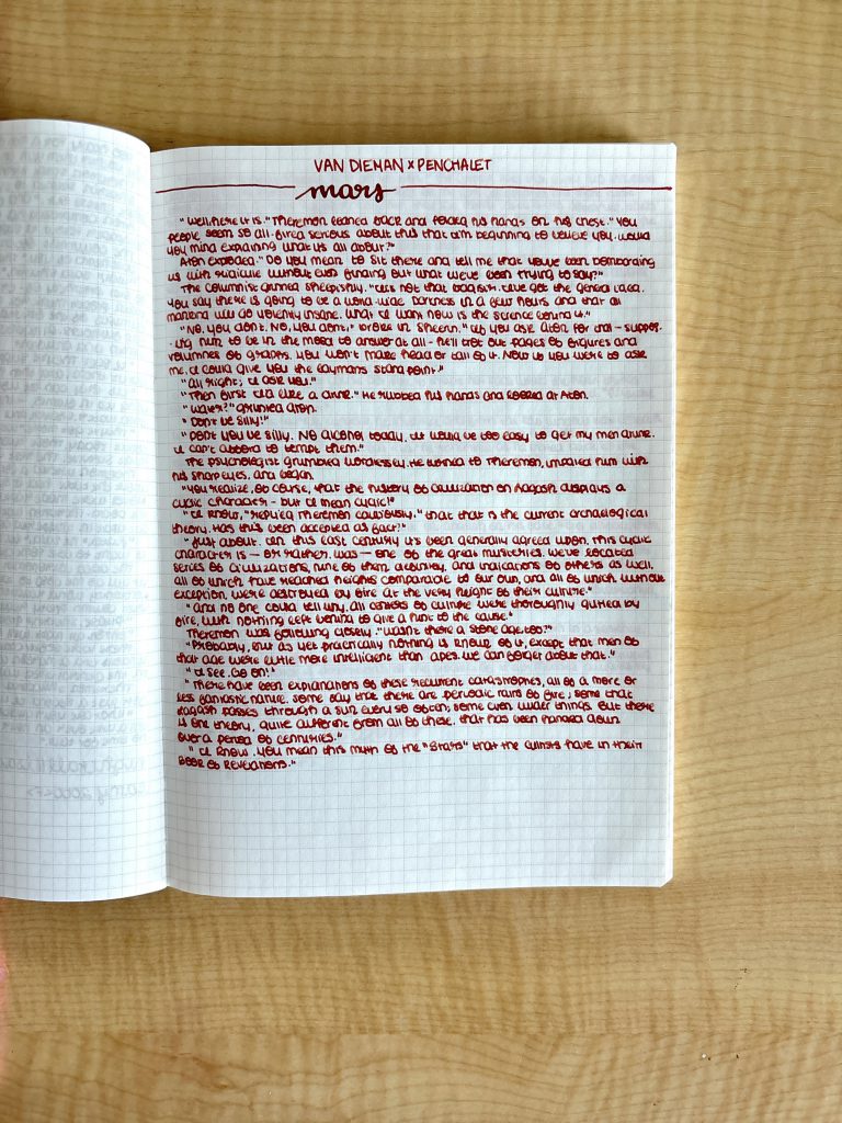 Van Dieman's Solar System Ink Reviews: Mars ink writing sample.