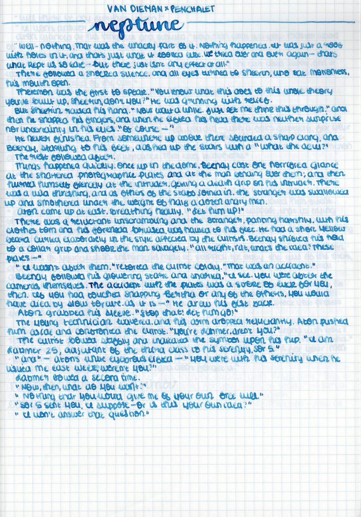 Van Dieman's Solar System Neptune Ink writing sample. 