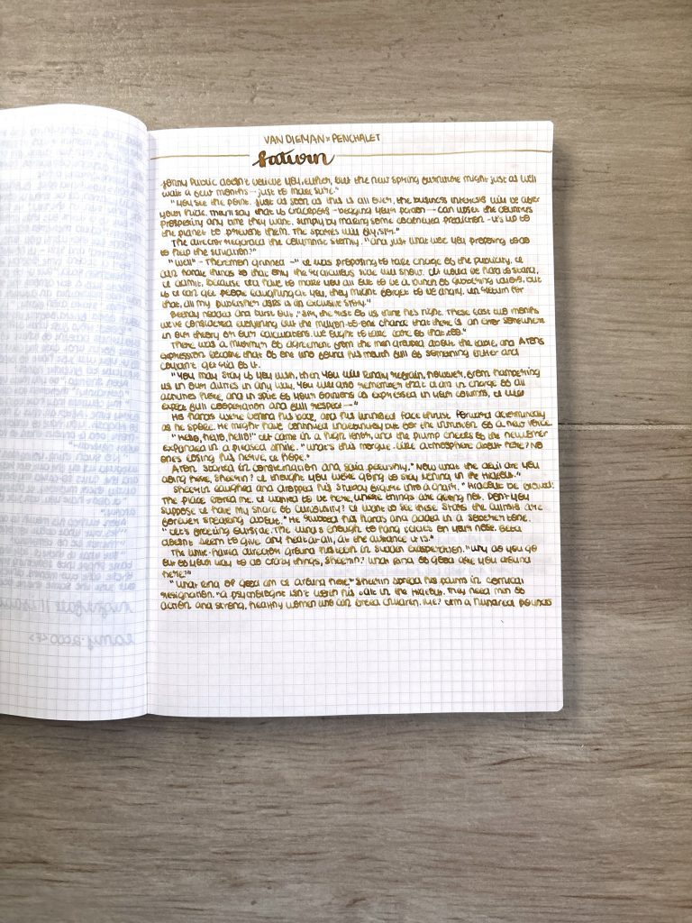 Van Dieman's Saturn ink long writing sample with the Fountain Pen Pharmacist.
