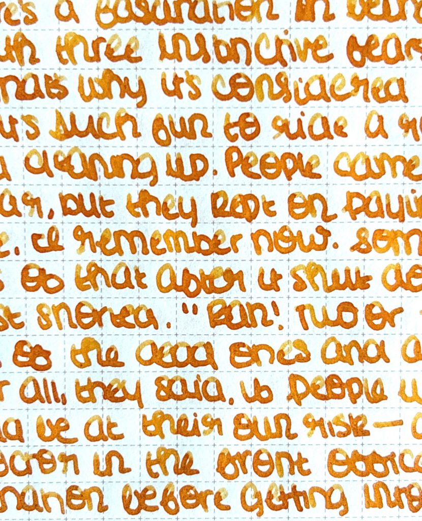 The Sun writing sample, closeup