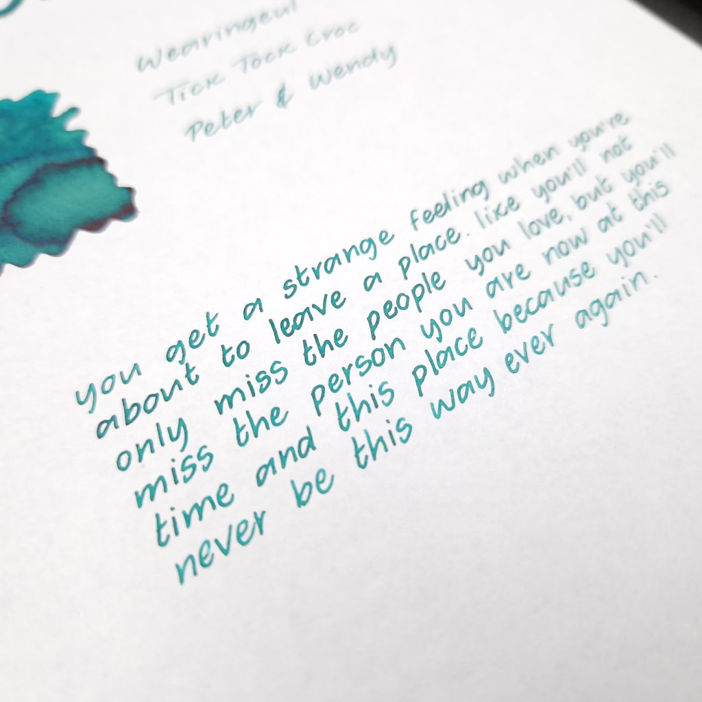 Wearingeul Tick Tock Croc ink writing sample.