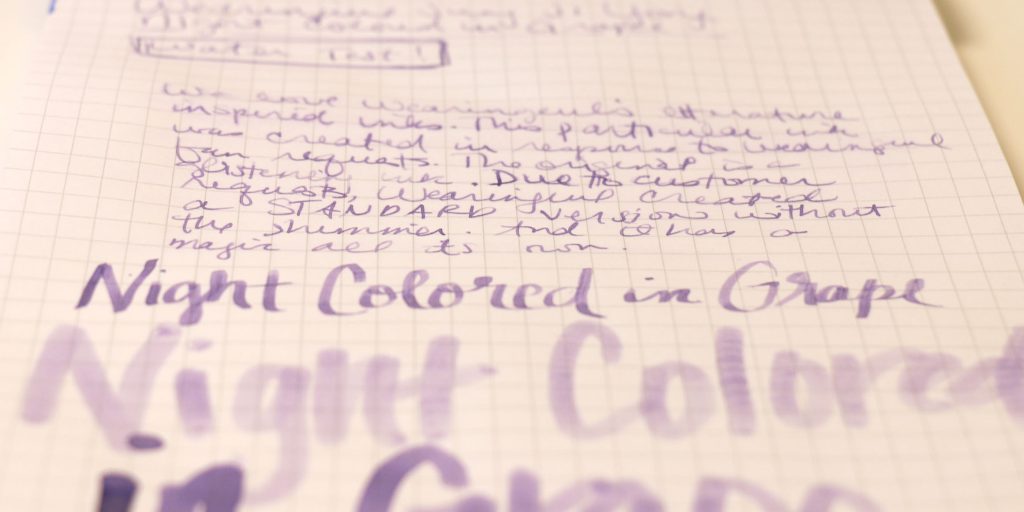 Wearingeul Grape Colored Night ink review water test. 