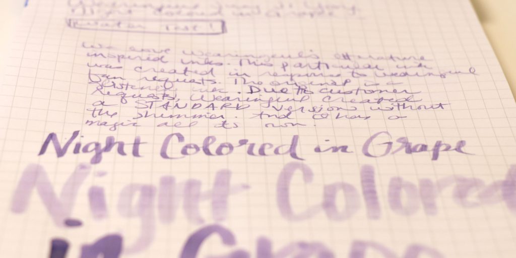 Wearingeul Grape Colored Night ink review water test.
