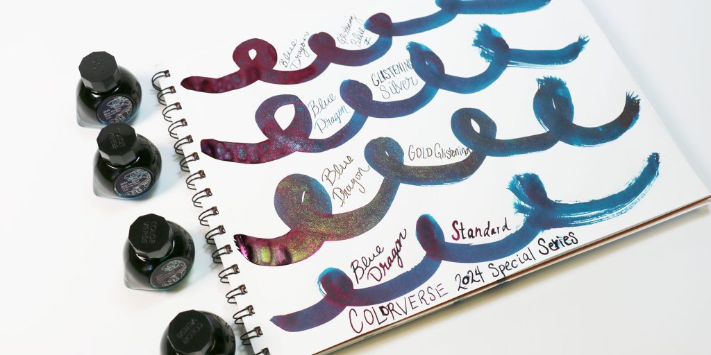 Colorverse Blue Dragon 2024 Special Series ink swatches, side-by-side.