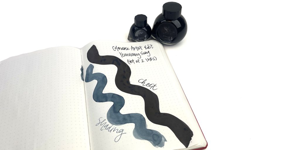Colorverse Check Ink Review: Ink swatch and writing sample.