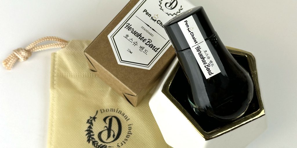 The Dominant Industry 25ml ink bottle packaging.