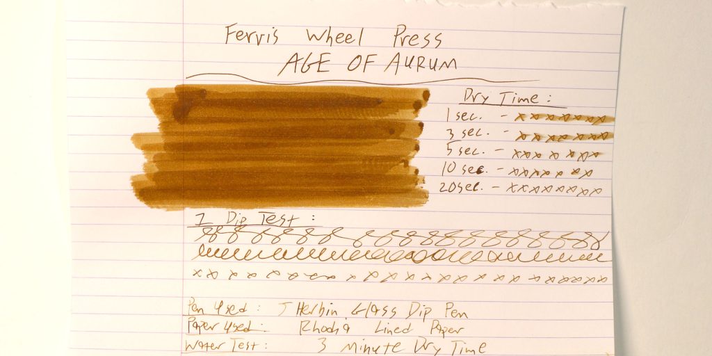 Age of Aurum ink review, dry test results
