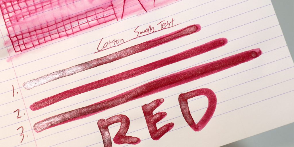 Apple Blossom ink review cotton swab swatches.