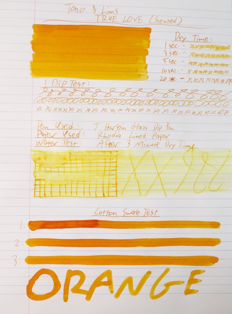 Tono + Lims Limited Edition True Love ink review: the ink review tests.