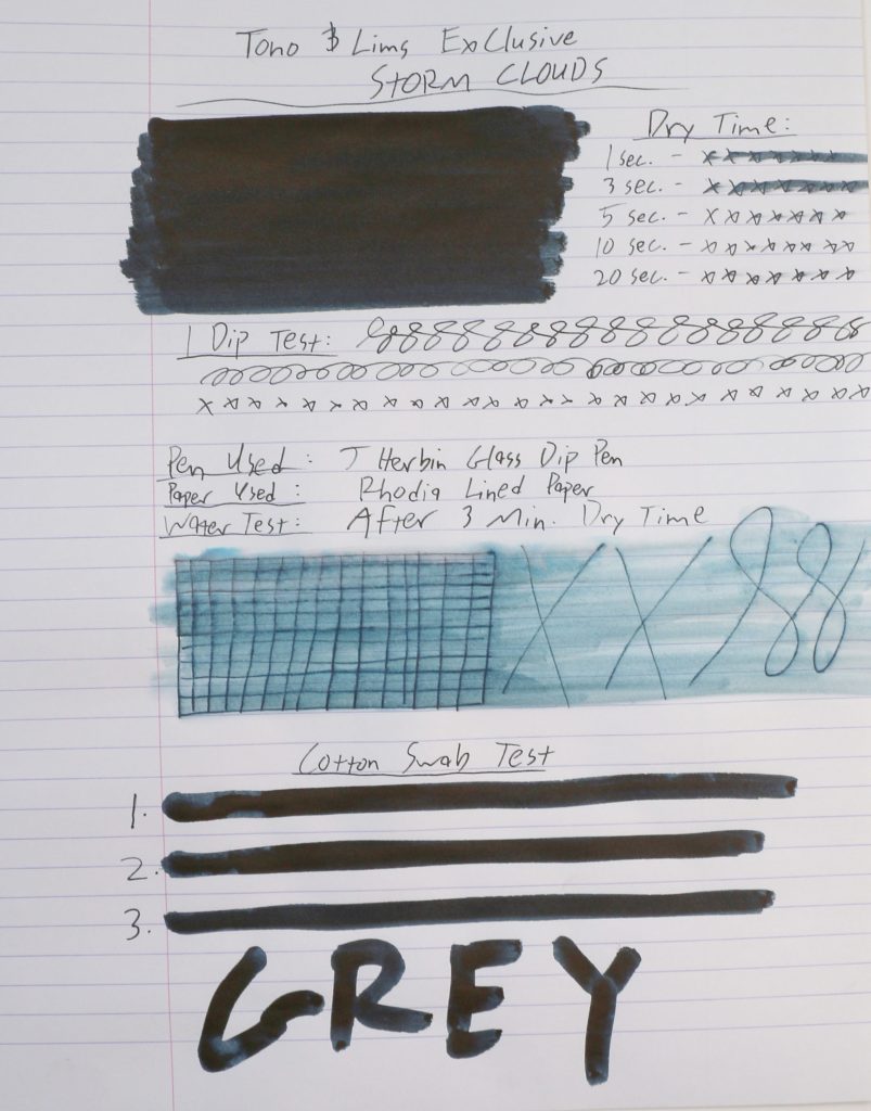 Tono and Lims Storm Cloud ink review test results.