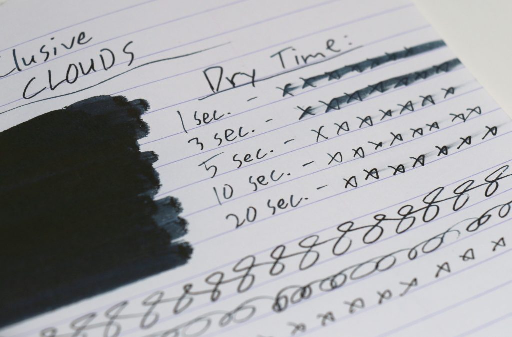 Storm Cloud ink review dry test results.