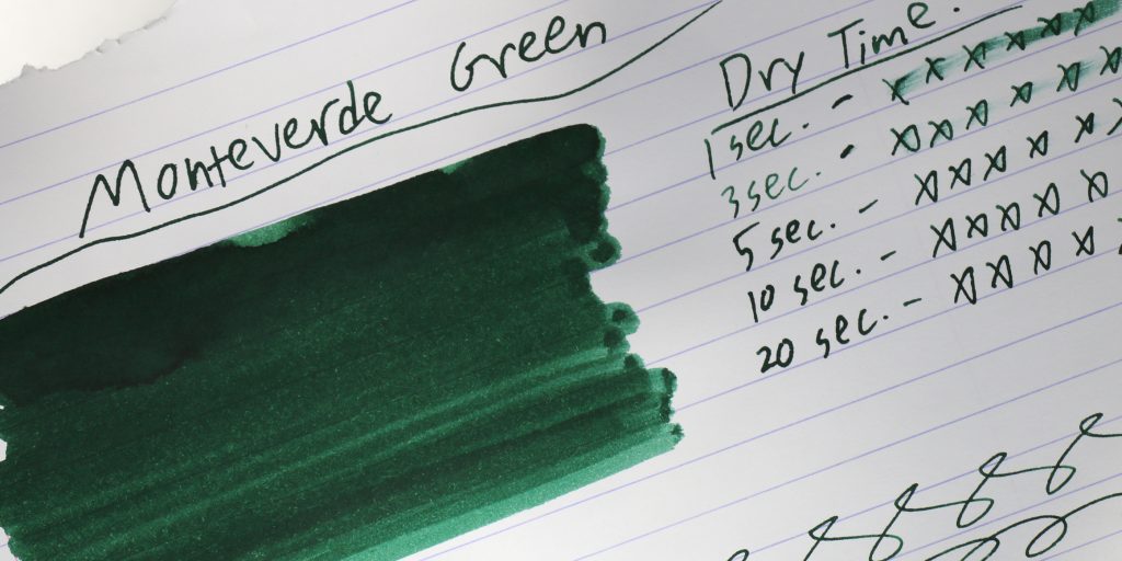 Monteverde Green ink review: dry test
