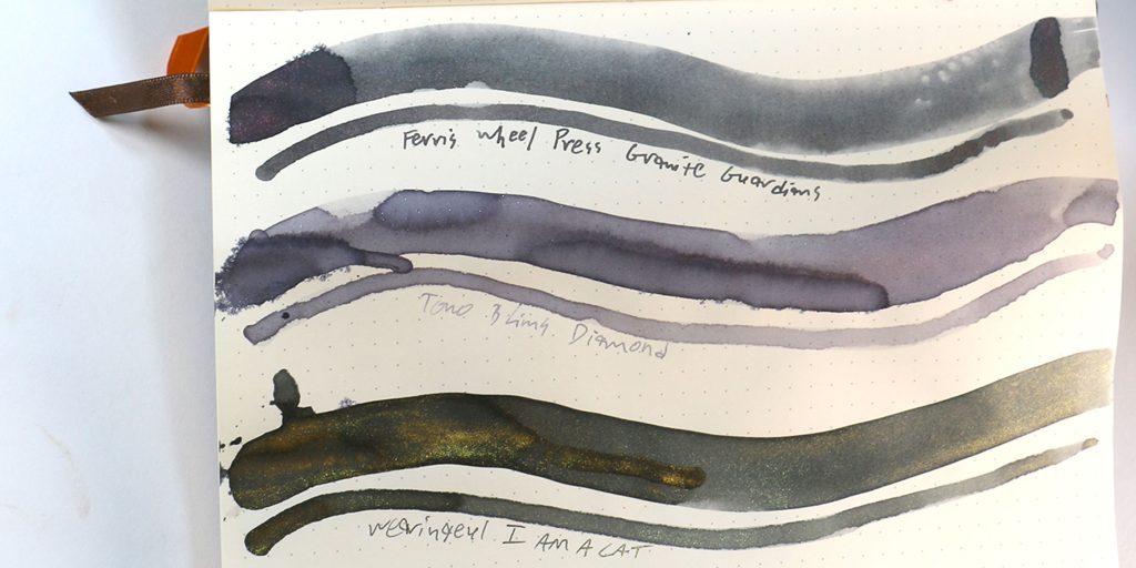 Tono & Lims Diamond ink swatch with lavender-grey base and subtle shimmer.