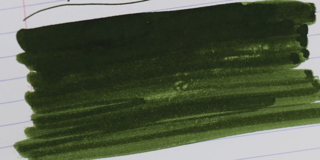 Closeup of Monteverde Olivine ink swatch with rich dark green color.