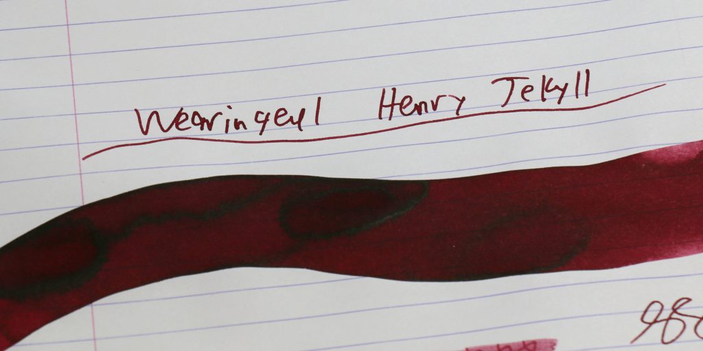 Burgundy fountain pen ink swatch from Wearingeul Henry Jekyll