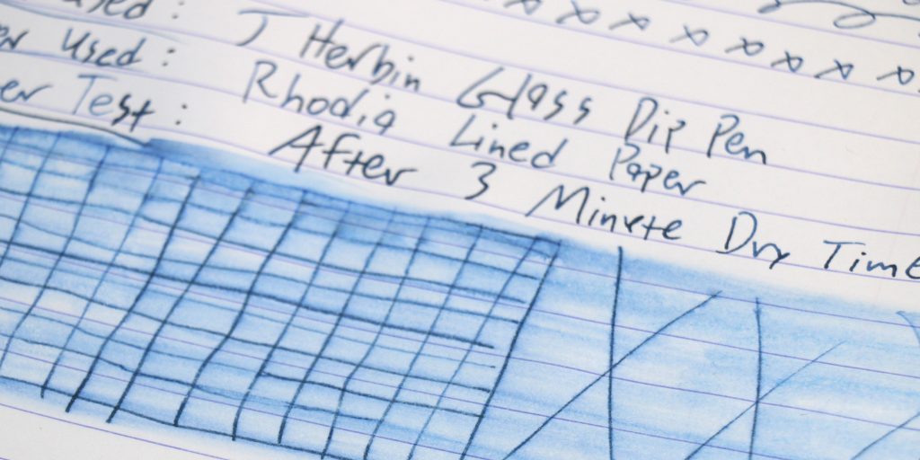 Water resistance test of Pilot Iroshizuku Shin-Kai ink after 3-minute dry time