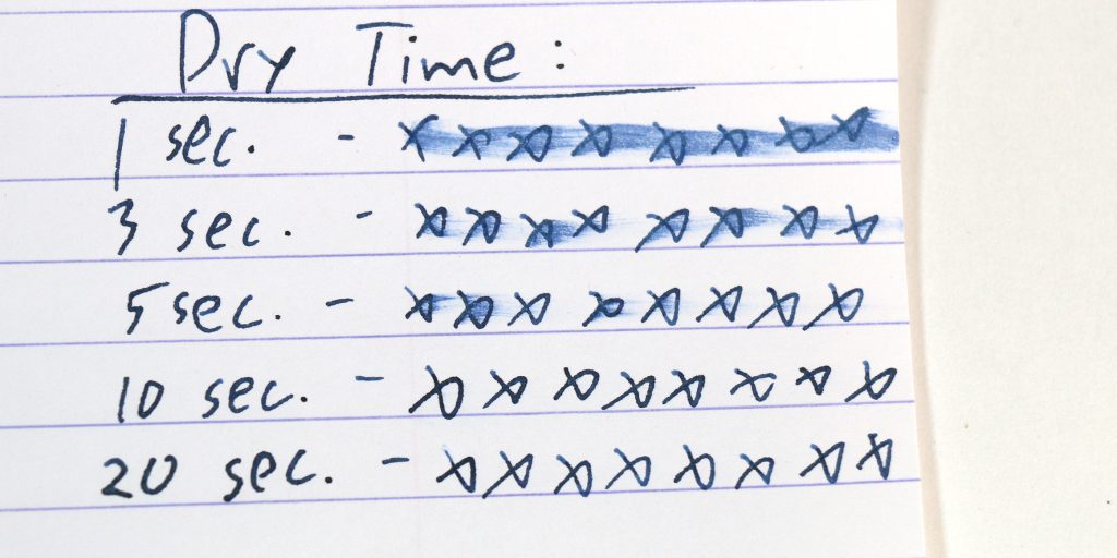 Pilot Iroshizuku Shin-Kai ink dry time test on Rhodia paper
