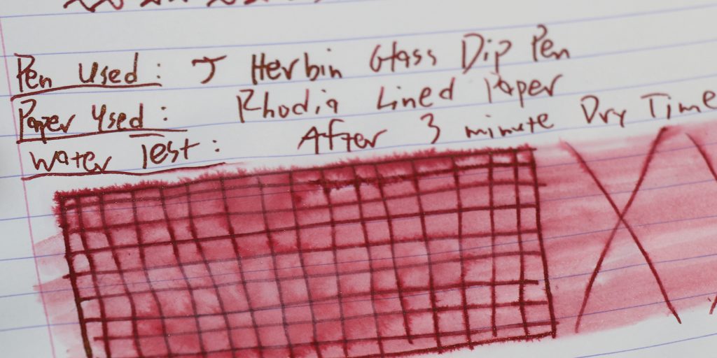 Water test result showing line distortion and smearing in The Great Sage Heaven’s Equal ink