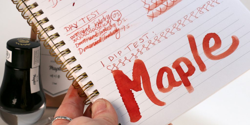 Maple Ink review dry test results and water test results. 