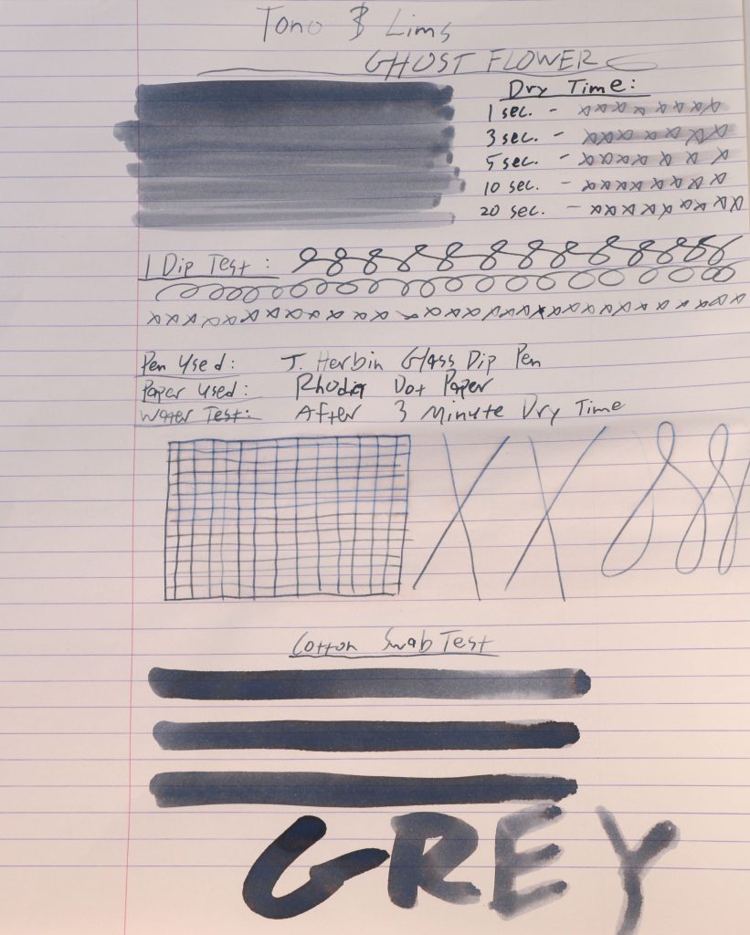 The Tono and Lims Ghost Flower ink review test results. 