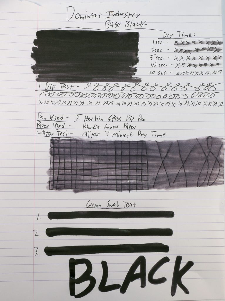 dominant industry base black ink review test results. 