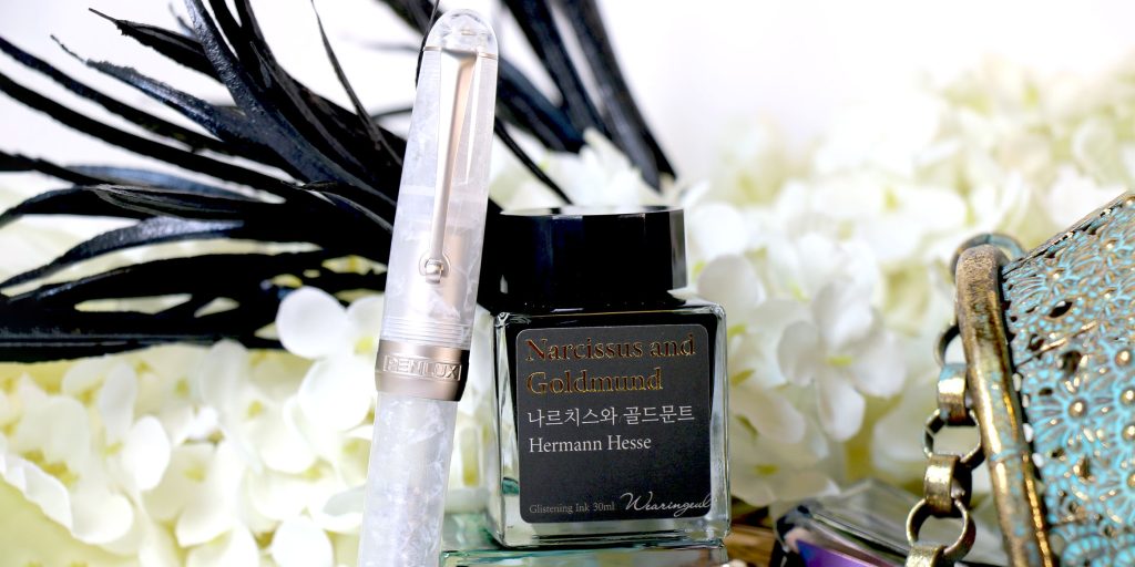 A perfect pair of Penlux Delgado Snowflake and Wearingeul Narcissus and Goldmund ink in the Moonlit Whispers Collection in Pen Chalet's 2025 Halloween Top Pens and Inks List