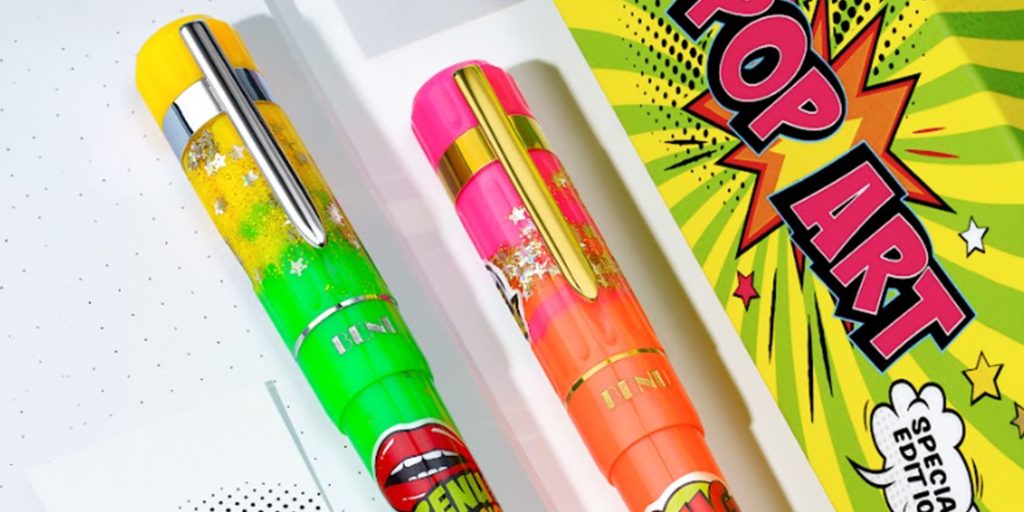 Benu PopArt Capsule Tribute WOW fountain pen beside the second release in the collection coming Summer 2026.