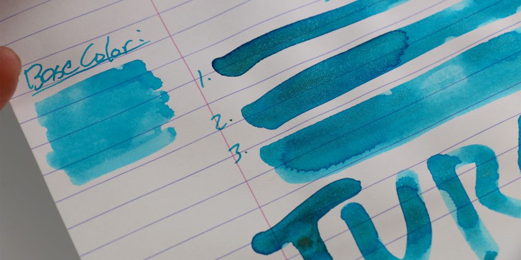 Diamine Let It Snow bright turquoise-cyan fountain pen ink base color