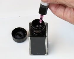 How to refill a fountain pen ink cartridge ink bottle with syringe