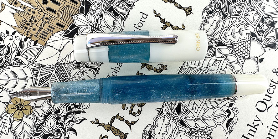 opus_88_koloro_fountain_pens_white_blue_uncapped