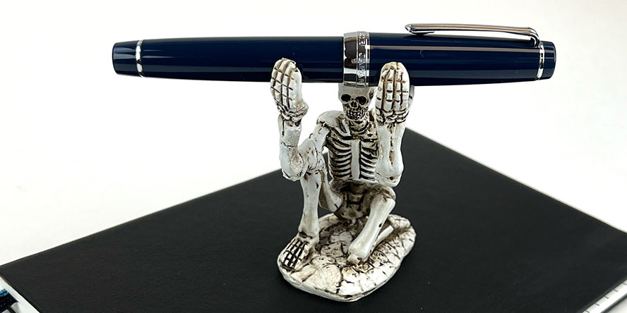 sailor_pro_gear_pillow_book_midnight_sky_fountain_pen_with_skeleton_pen_holder