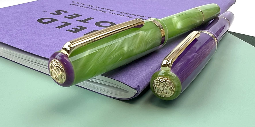 esterbrook_jr_pocket_paradise_fountain_pens_purple_passion_and_key_lime_closeup