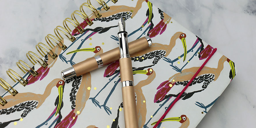 waldmann_voyager_rose_gold_fountain_pen_stacked